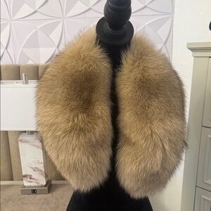 Real Fox fur scarf thick collar clip on